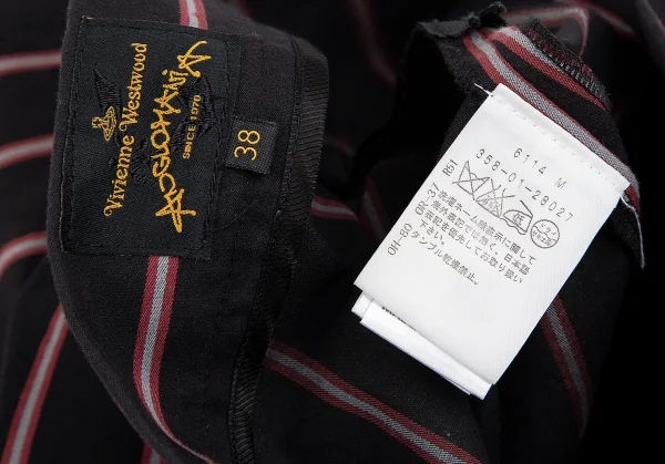 ヴィヴィアンウエストウッド アングロマニアVivienne Westwood ANGLOMANIA タック変形ストライプスカート 黒38 K-119129_012