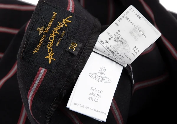 ヴィヴィアンウエストウッド アングロマニアVivienne Westwood ANGLOMANIA タック変形ストライプスカート 黒38 K-119129_013
