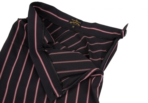 ヴィヴィアンウエストウッド アングロマニアVivienne Westwood ANGLOMANIA タック変形ストライプスカート 黒38 K-119129_006