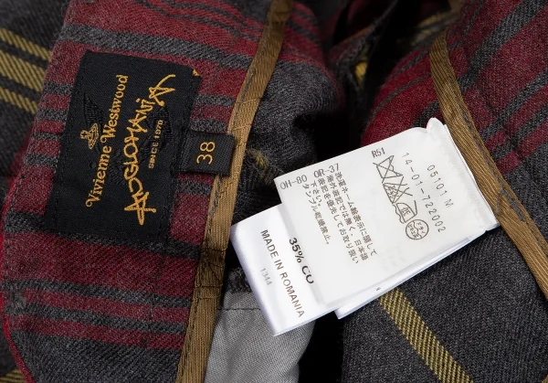 ヴィヴィアンウエストウッド アングロマニアVivienne Westwood ANGLOMANIA タータンチェックウールショートパンツ グレー赤黄38 K-119130_014