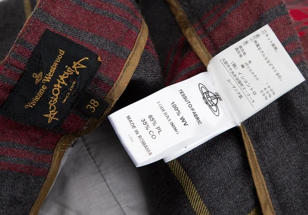 ヴィヴィアンウエストウッド アングロマニアVivienne Westwood ANGLOMANIA タータンチェックウールショートパンツ グレー赤黄38 K-119130_015