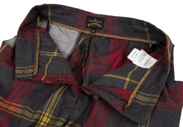 ヴィヴィアンウエストウッド アングロマニアVivienne Westwood ANGLOMANIA タータンチェックウールショートパンツ グレー赤黄38 K-119130_005