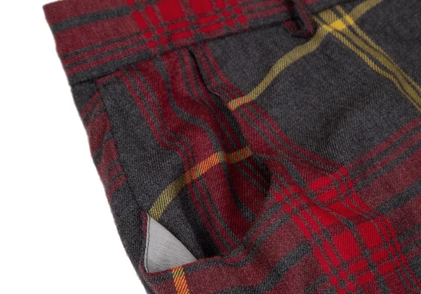 ヴィヴィアンウエストウッド アングロマニアVivienne Westwood ANGLOMANIA タータンチェックウールショートパンツ グレー赤黄38 K-119130_006