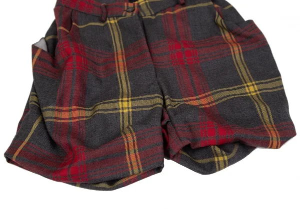 ヴィヴィアンウエストウッド アングロマニアVivienne Westwood ANGLOMANIA タータンチェックウールショートパンツ グレー赤黄38 K-119130_007