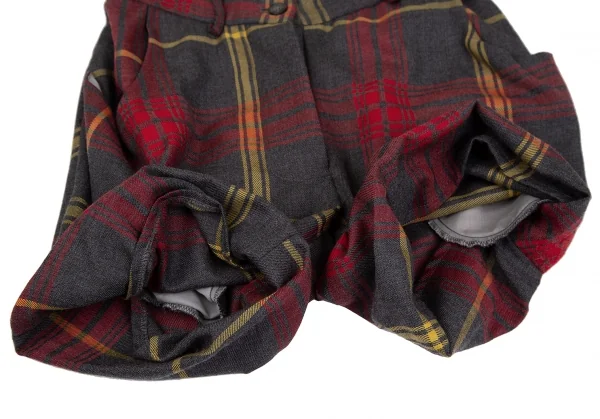 ヴィヴィアンウエストウッド アングロマニアVivienne Westwood ANGLOMANIA タータンチェックウールショートパンツ グレー赤黄38 K-119130_008