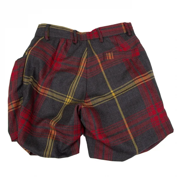 ヴィヴィアンウエストウッド アングロマニアVivienne Westwood ANGLOMANIA タータンチェックウールショートパンツ グレー赤黄38 K-119130_009