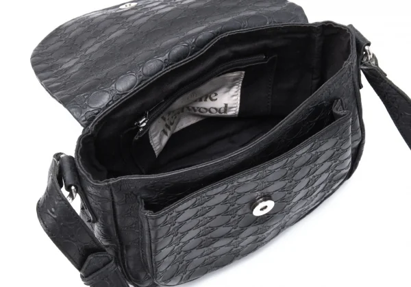 ヴィヴィアンウエストウッドVivienne Westwood オーブ型押しレザーショルダーバッグ 黒 K-119133_013