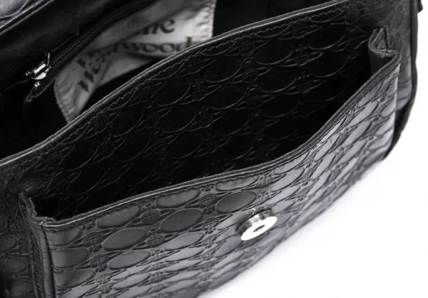 ヴィヴィアンウエストウッドVivienne Westwood オーブ型押しレザーショルダーバッグ 黒 K-119133_014