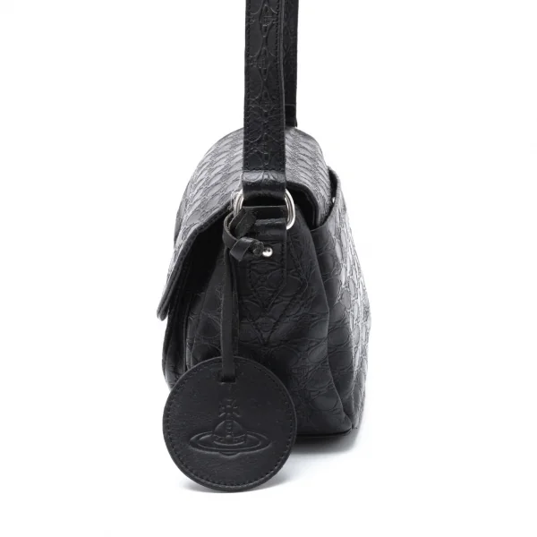ヴィヴィアンウエストウッドVivienne Westwood オーブ型押しレザーショルダーバッグ 黒 K-119133_003