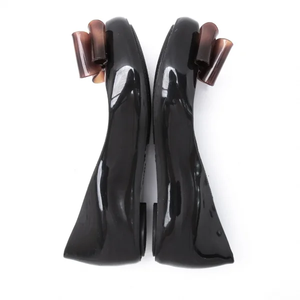 ヴィヴィアンウエストウッド アングロマニア×メリッサVivienne Westwood ANGLOMANIA×melissa べっこう柄リボンラバーパンプス 黒35/36(22cm) K-119141_011