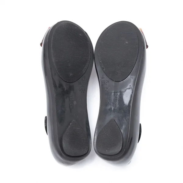 ヴィヴィアンウエストウッド アングロマニア×メリッサVivienne Westwood ANGLOMANIA×melissa べっこう柄リボンラバーパンプス 黒35/36(22cm) K-119141_012