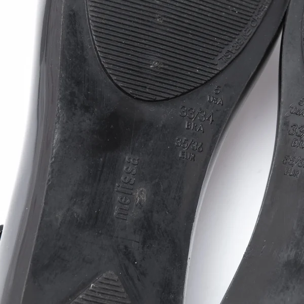 ヴィヴィアンウエストウッド アングロマニア×メリッサVivienne Westwood ANGLOMANIA×melissa べっこう柄リボンラバーパンプス 黒35/36(22cm) K-119141_014