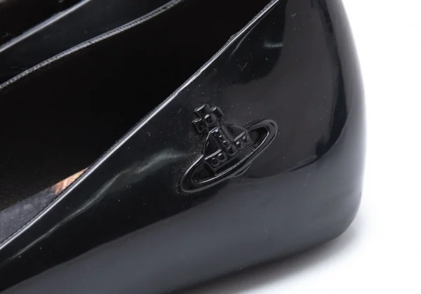 ヴィヴィアンウエストウッド アングロマニア×メリッサVivienne Westwood ANGLOMANIA×melissa べっこう柄リボンラバーパンプス 黒35/36(22cm) K-119141_005