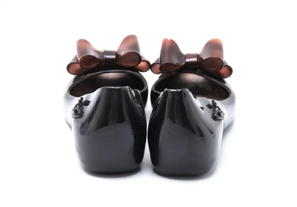 ヴィヴィアンウエストウッド アングロマニア×メリッサVivienne Westwood ANGLOMANIA×melissa べっこう柄リボンラバーパンプス 黒35/36(22cm) K-119141_006