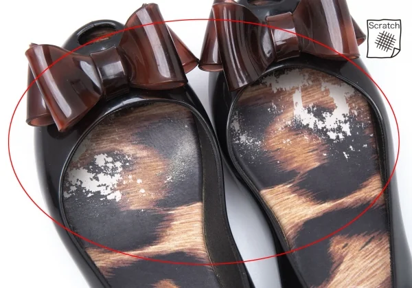 ヴィヴィアンウエストウッド アングロマニア×メリッサVivienne Westwood ANGLOMANIA×melissa べっこう柄リボンラバーパンプス 黒35/36(22cm) K-119141_009