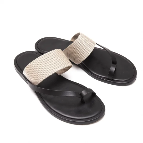 エルメスHERMES トワルアッシュトングサンダル 黒オフ36(23cm位) K-119158_001