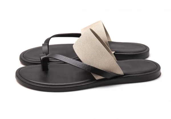 エルメスHERMES トワルアッシュトングサンダル 黒オフ36(23cm位) K-119158_005