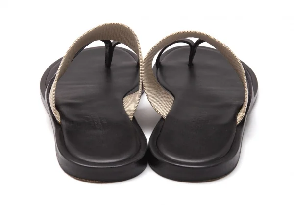 エルメスHERMES トワルアッシュトングサンダル 黒オフ36(23cm位) K-119158_006