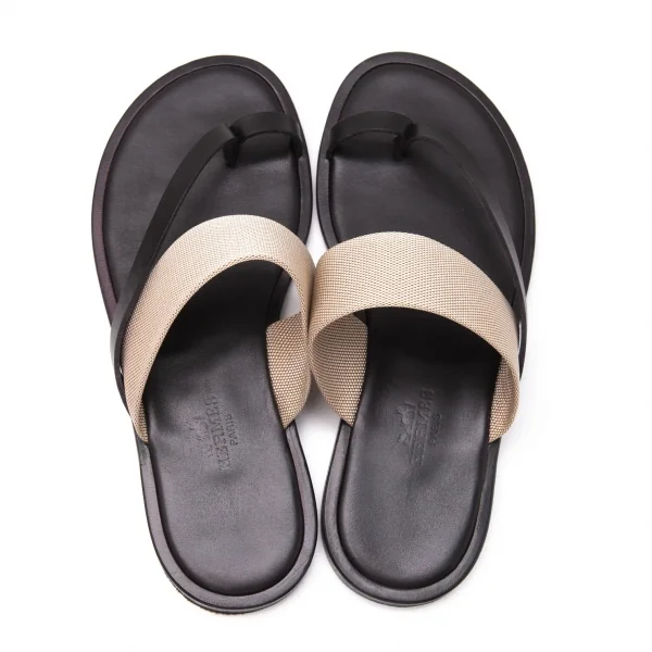 エルメスHERMES トワルアッシュトングサンダル 黒オフ36(23cm位) K-119158_008