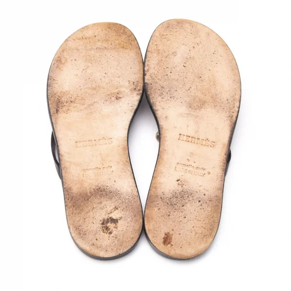 エルメスHERMES トワルアッシュトングサンダル 黒オフ36(23cm位) K-119158_009