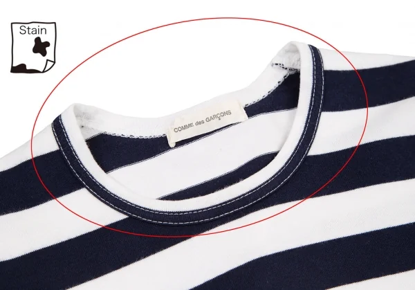 コムデギャルソンCOMME des GARCONS カッティングボーダーカットソー 白紺S位 K-119162_004