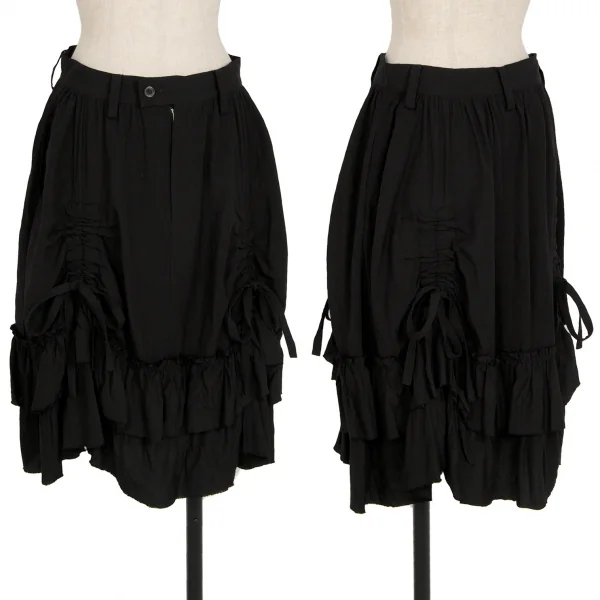 Y's Gather Shirring Frill Skirt Black 1 K-119165_001