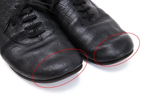 コムデギャルソンCOMME des GARCONS クロコダイルエンボスラウンドトゥシューズ 黒24.5 K-119197_011