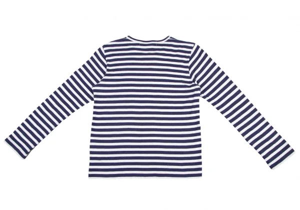 プレイ コムデギャルソンPLAY COMME des GARCONSハートロゴプリントボーダーカットソー 紺白緑M K-119236_011