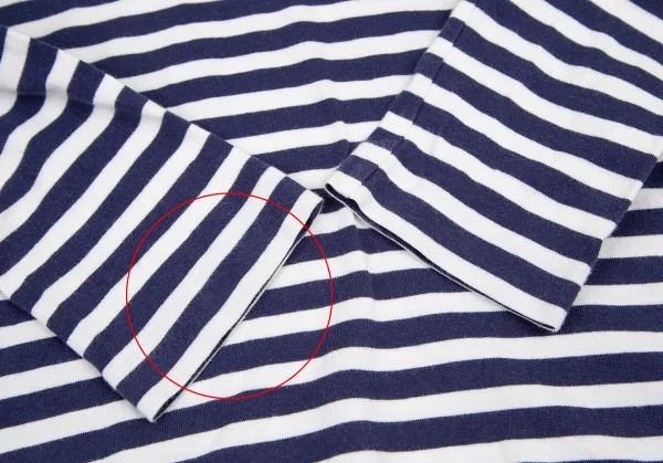 プレイ コムデギャルソンPLAY COMME des GARCONSハートロゴプリントボーダーカットソー 紺白緑M K-119236_007