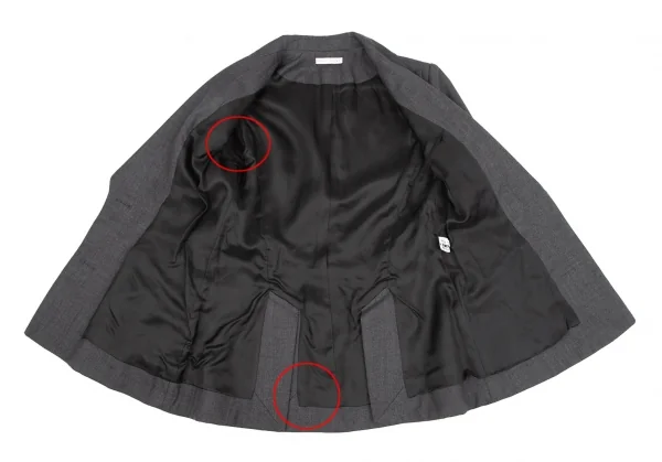 フセインチャラヤンHussein Chalayan ウールビッグラペル2Bジャケット チャコールS K-119239_011