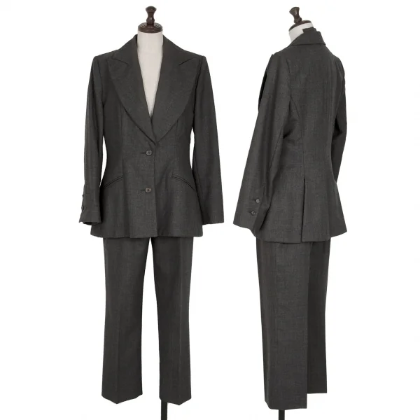 フセインチャラヤンHussein Chalayan ウールビッグラペル2Bジャケット チャコールS K-119239_017