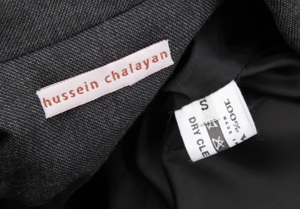 フセインチャラヤンHussein Chalayan ウールビッグラペル2Bジャケット チャコールS K-119239_019