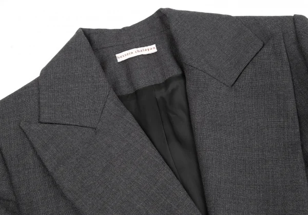 フセインチャラヤンHussein Chalayan ウールビッグラペル2Bジャケット チャコールS K-119239_004