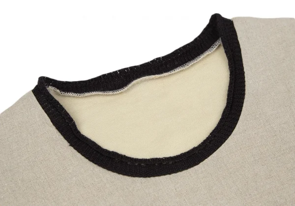 アンティパストANTIPAST クラウンメッシュ装飾異素材切替ノースリーブトップス ベージュ黒S位 K-119242_004