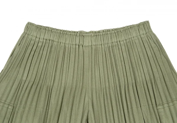 プリーツプリーズPLEATS PLEASE 消しプリーツカーゴショートパンツ カーキグリーン3 K-119260_002