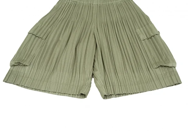 プリーツプリーズPLEATS PLEASE 消しプリーツカーゴショートパンツ カーキグリーン3 K-119260_005