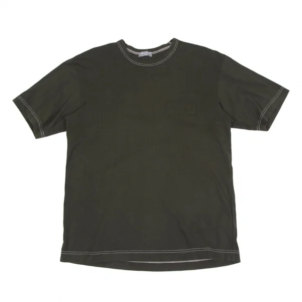 コムデギャルソン オムCOMME des GARCONS HOMME パッチクロスダブルステッチTシャツ 深緑M位 K-119268_001