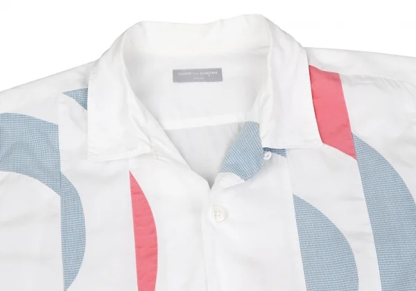 コムデギャルソン オムCOMME des GARCONS HOMME 切替デザインオープンカラー半袖シャツ 白M位 K-119269_002