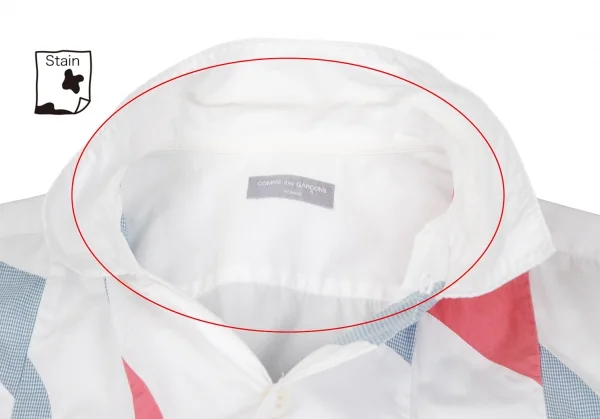 コムデギャルソン オムCOMME des GARCONS HOMME 切替デザインオープンカラー半袖シャツ 白M位 K-119269_003