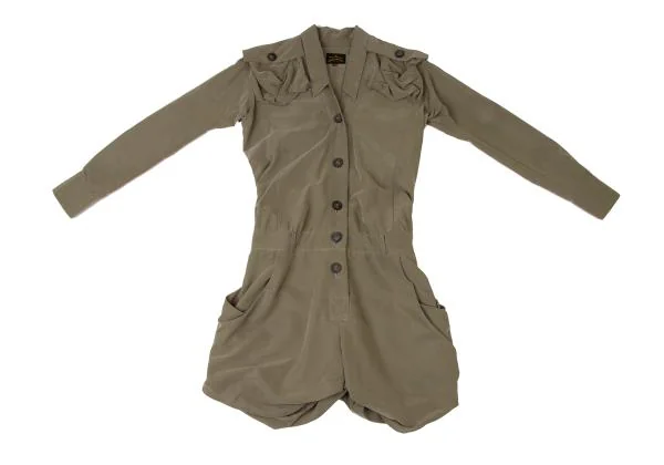 ヴィヴィアンウエストウッド アングロマニアVivienne Westwood ANGLOMANIA ショルダーポケットシャツコンビネゾン カーキ38 K-119273_002