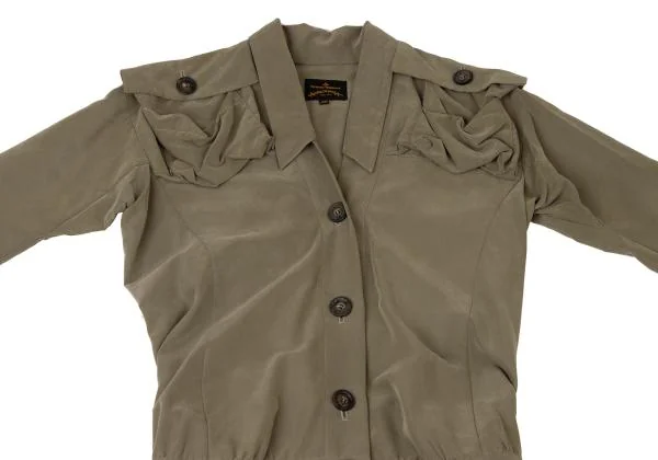 ヴィヴィアンウエストウッド アングロマニアVivienne Westwood ANGLOMANIA ショルダーポケットシャツコンビネゾン カーキ38 K-119273_003