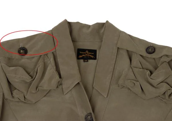 ヴィヴィアンウエストウッド アングロマニアVivienne Westwood ANGLOMANIA ショルダーポケットシャツコンビネゾン カーキ38 K-119273_005