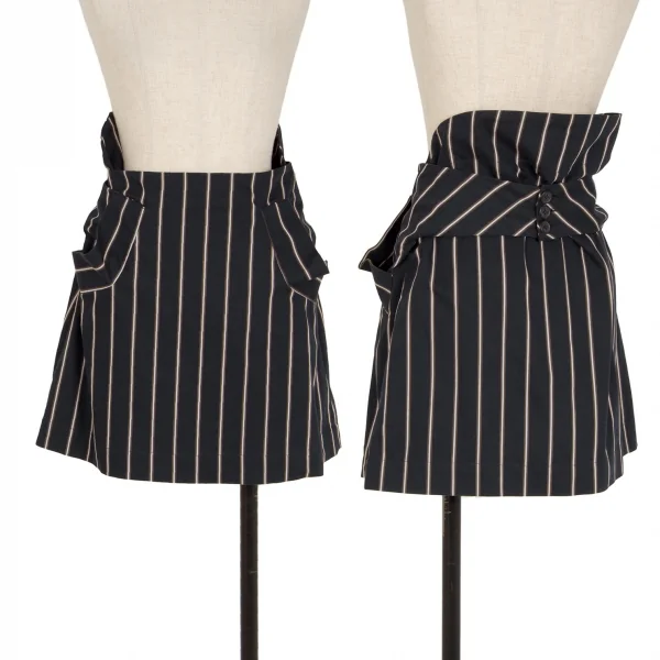 ヴィヴィアンウエストウッド アングロマニアVivienne Westwood ANGLOMANIA バックベルトデザインストライプスカート 紺38 K-119276_001