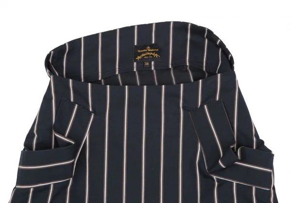 ヴィヴィアンウエストウッド アングロマニアVivienne Westwood ANGLOMANIA バックベルトデザインストライプスカート 紺38 K-119276_003