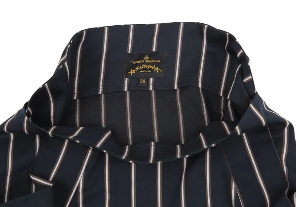 ヴィヴィアンウエストウッド アングロマニアVivienne Westwood ANGLOMANIA バックベルトデザインストライプスカート 紺38 K-119276_004