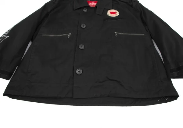 ヴィヴィアンウエストウッド レッドレーベルVivienne Westwood Red Label バックステンシルプリントミリタリージャケット 黒00 K-119279_011