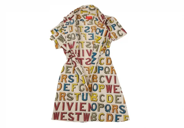 ヴィヴィアンウエストウッド レッドレーベルVivienne Westwood Red Label アルファベットプリント半袖プルオーバーシャツワンピース ベージュ2 K-119287_013