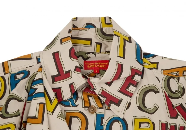 ヴィヴィアンウエストウッド レッドレーベルVivienne Westwood Red Label アルファベットプリント半袖プルオーバーシャツワンピース ベージュ2 K-119287_004