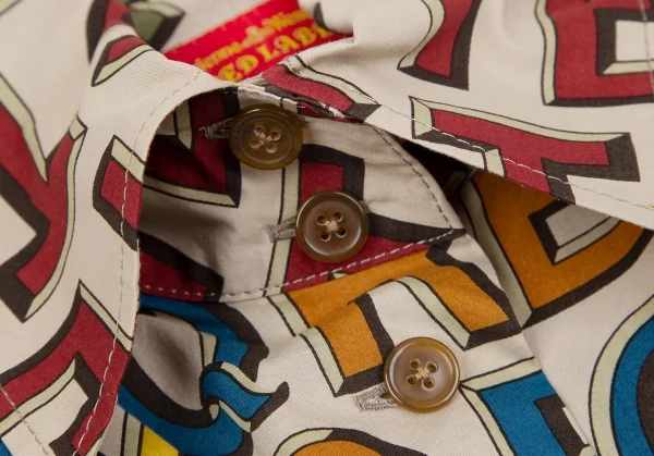 ヴィヴィアンウエストウッド レッドレーベルVivienne Westwood Red Label アルファベットプリント半袖プルオーバーシャツワンピース ベージュ2 K-119287_006