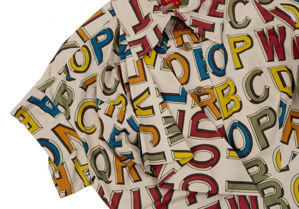 ヴィヴィアンウエストウッド レッドレーベルVivienne Westwood Red Label アルファベットプリント半袖プルオーバーシャツワンピース ベージュ2 K-119287_008